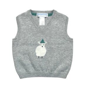 Janie And Jack Sheep Gray Knit Vest Gray 3-6 Mons